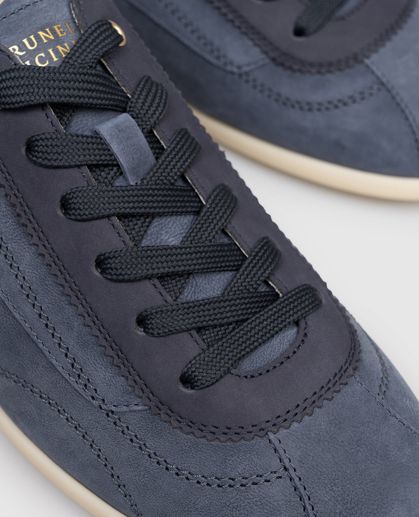Blue leather sneakers with logo Brunello Cucinelli 5