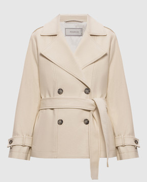 Peserico Ivory cropped trench coat with lurex A01745A00589