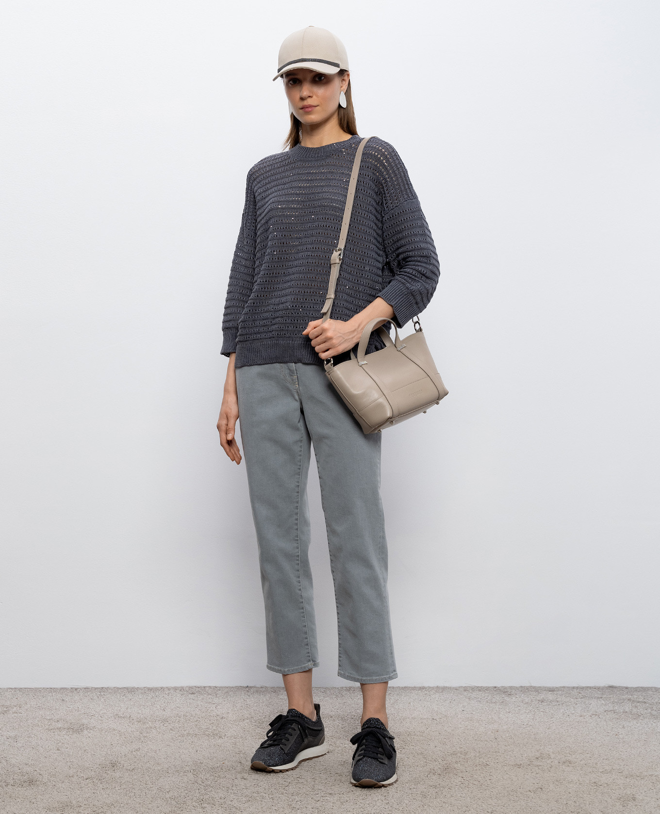 Grey jeans with logo plate Peserico 2