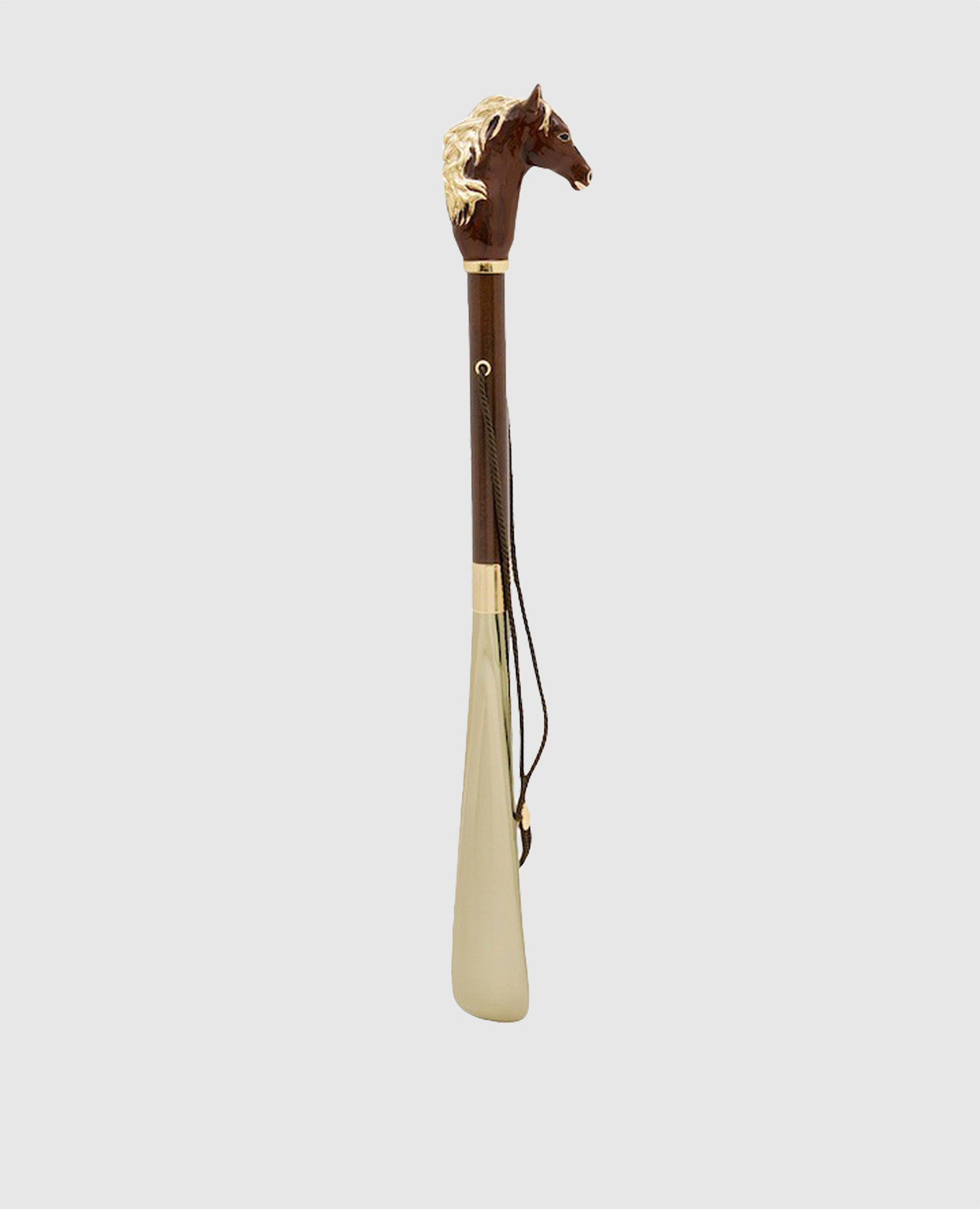 

Brown horn with a horse-shaped handle Pasotti