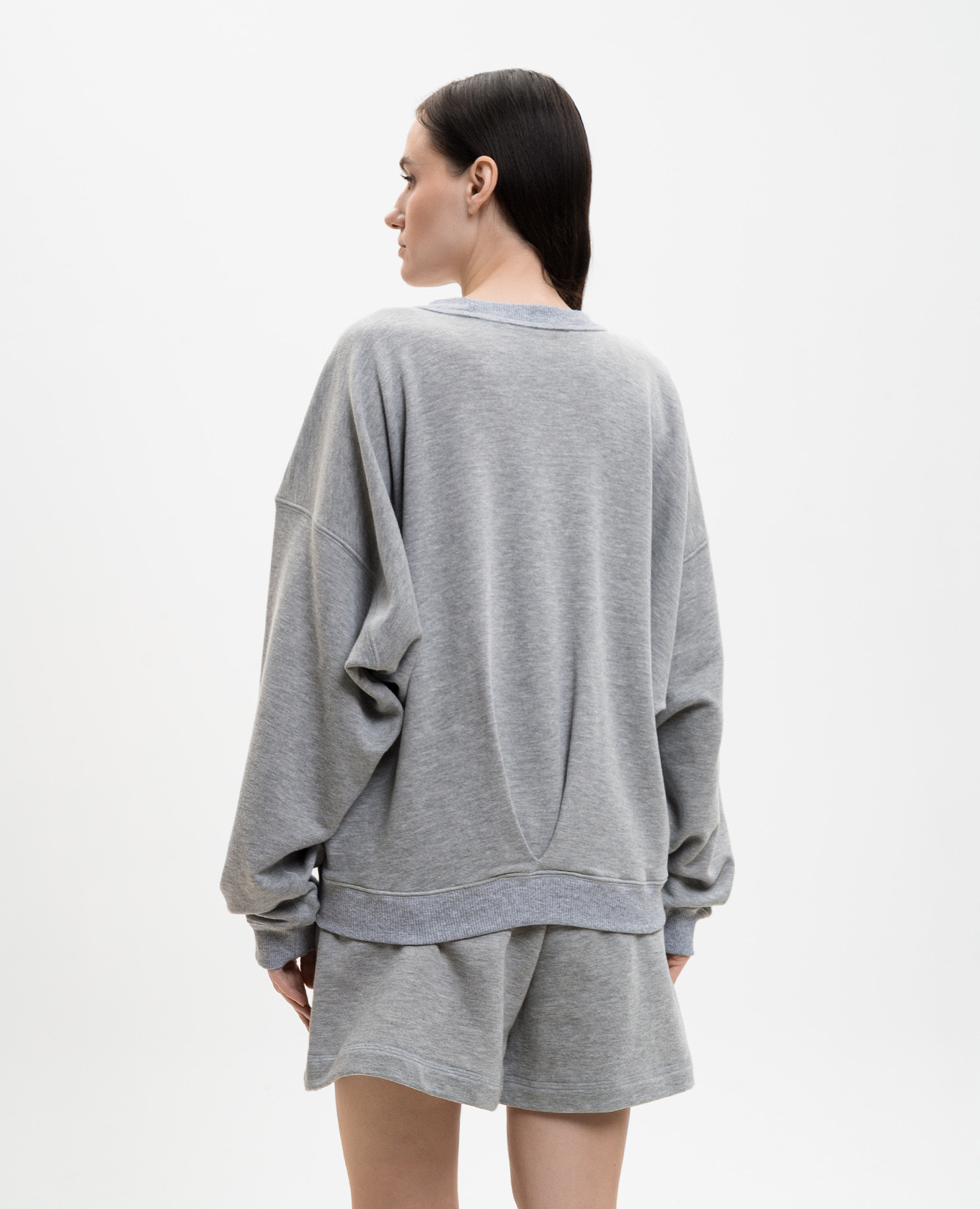Grey melange sweatshirt with logo embroidery Solotre 4