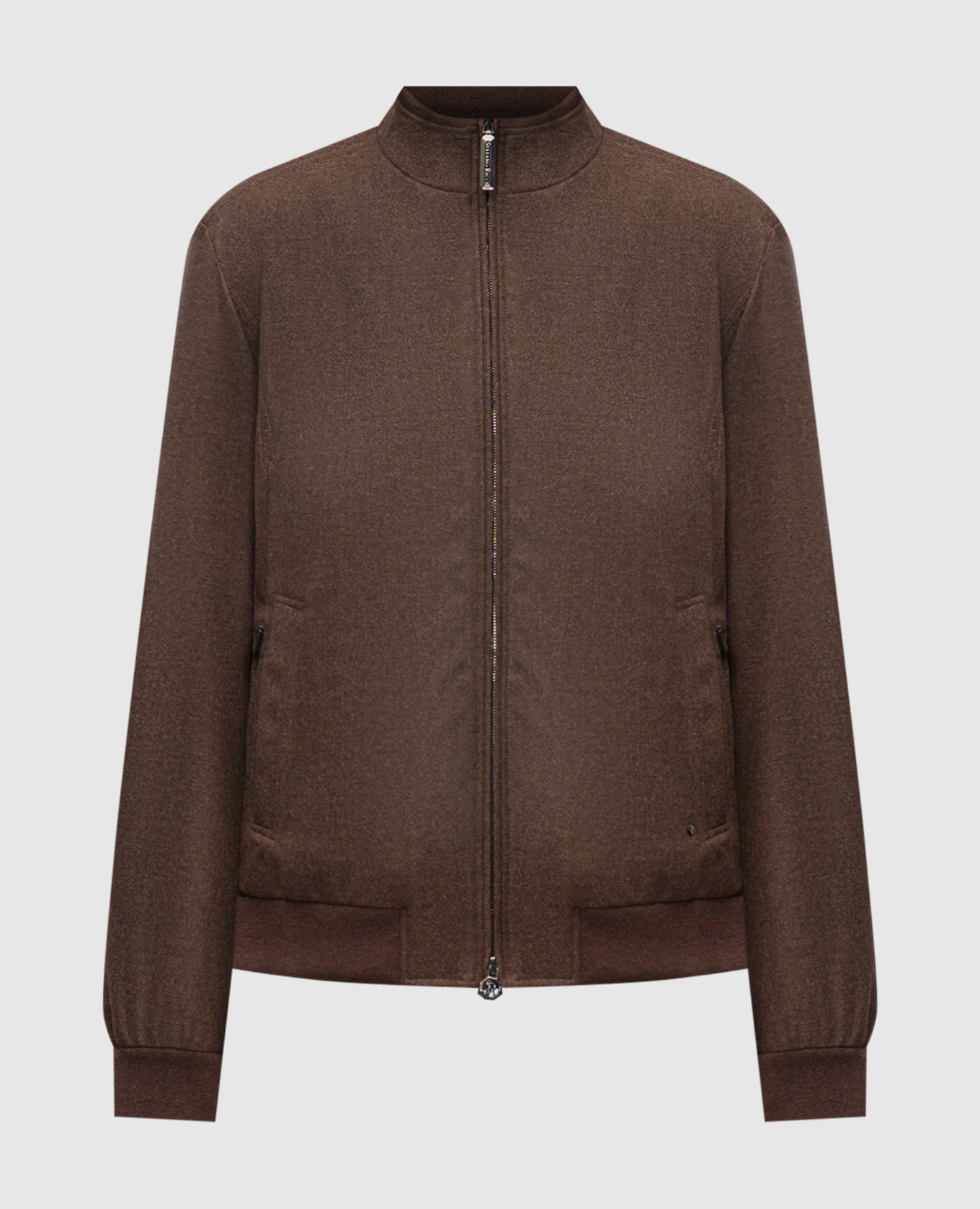 Brown wool and cashmere jacket with emblem