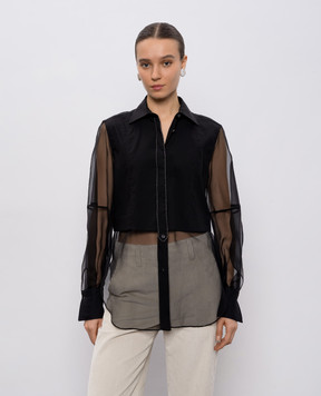 Brunello Cucinelli Black blouse with monil chain M0091MQ406
