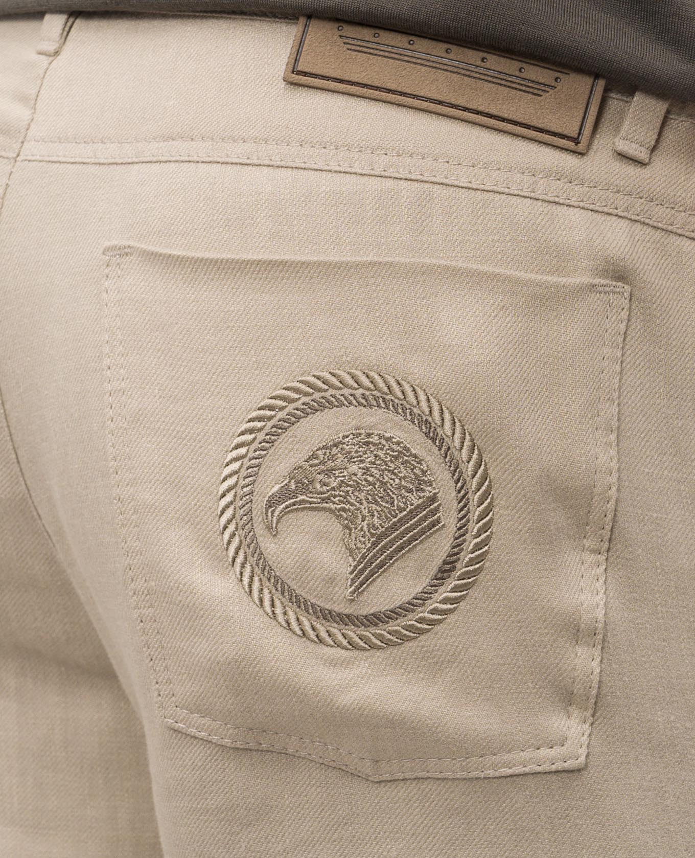 Beige linen and silk shorts with logo patch Stefano Ricci 5