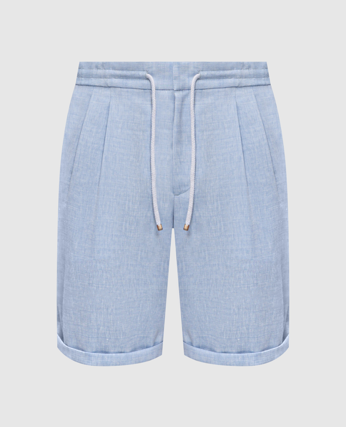 Blue wool and linen Bermuda shorts