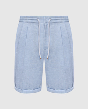 Brunello Cucinelli Blue wool and linen Bermuda shorts MZ408U0020