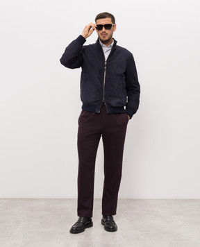 Canali Blue suede combination jacket LE00328O70523