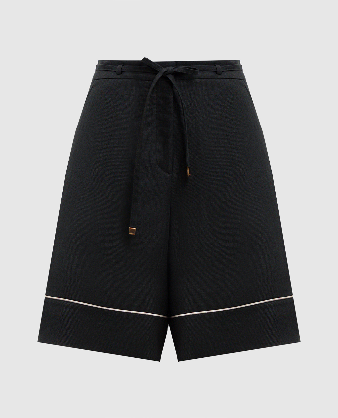 Black linen Bermuda shorts