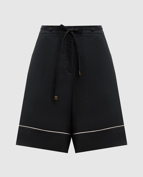 Agnona Black linen Bermuda shorts T81102YU3034