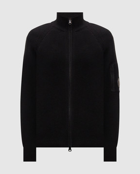 C.P. Company Black cardigan with logo patch MKN058A110754A