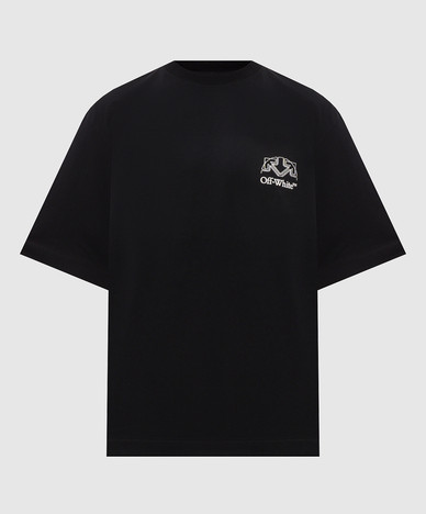 Black T-shirt with logo and emblem print