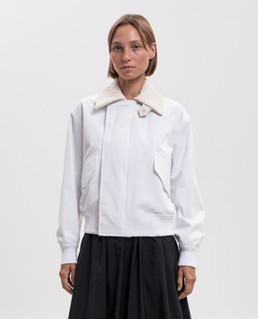 Bottega Veneta White jacket with leather collar 869436V6KO0