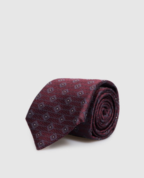 Brunello Cucinelli Burgundy silk tie with pattern MI8850018
