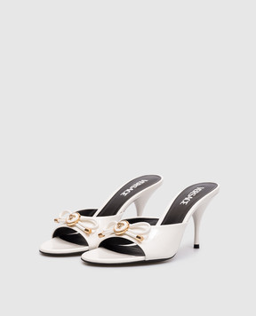 Versace White Patent Leather Opera Bow Mules 1018239D2VE