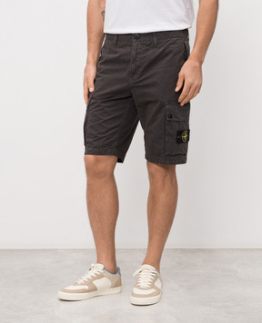 Stone Island Brown cargo shorts with logo patch L1S15L100019S00WA