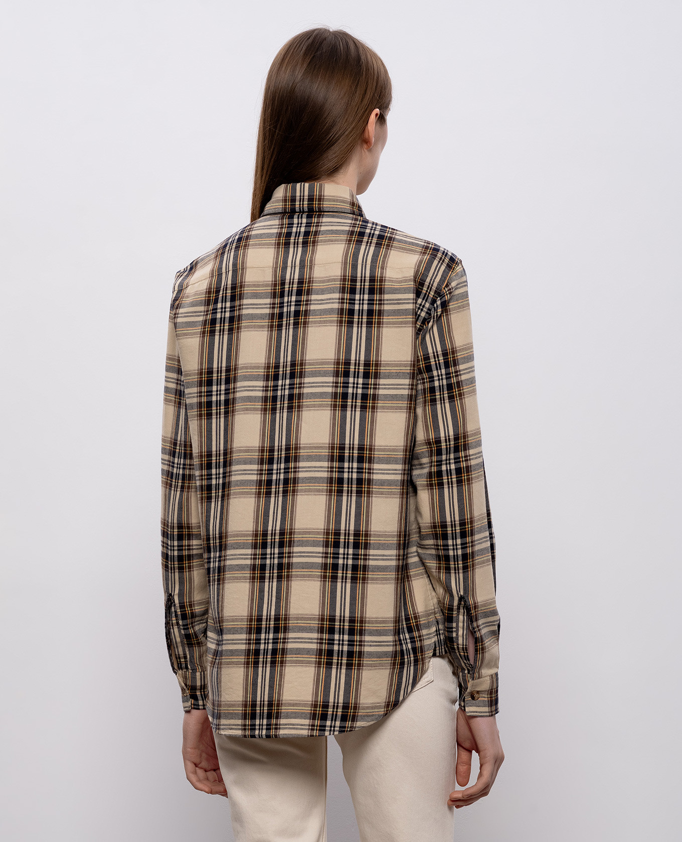 Beige Lavallière check shirt Saint Laurent 4