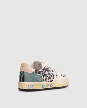 Premiata Beige suede sneakers Bskt Clayd with leopard print BSKTCLAD8169