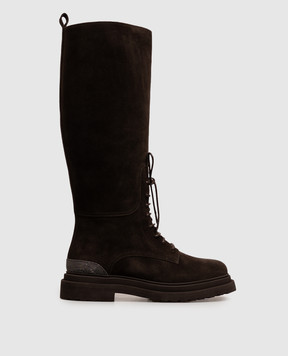 Brunello Cucinelli Brown suede boots with monil chain MZSFG3410