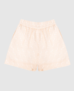 Fendi Children's beige linen shorts with logo print JUF180AY8C