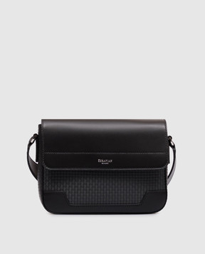 Serapian Black embossed leather messenger bag SRSTSMML735024ACC3