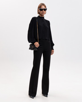 Twinset Black flared pants with textured logo 262TP2373