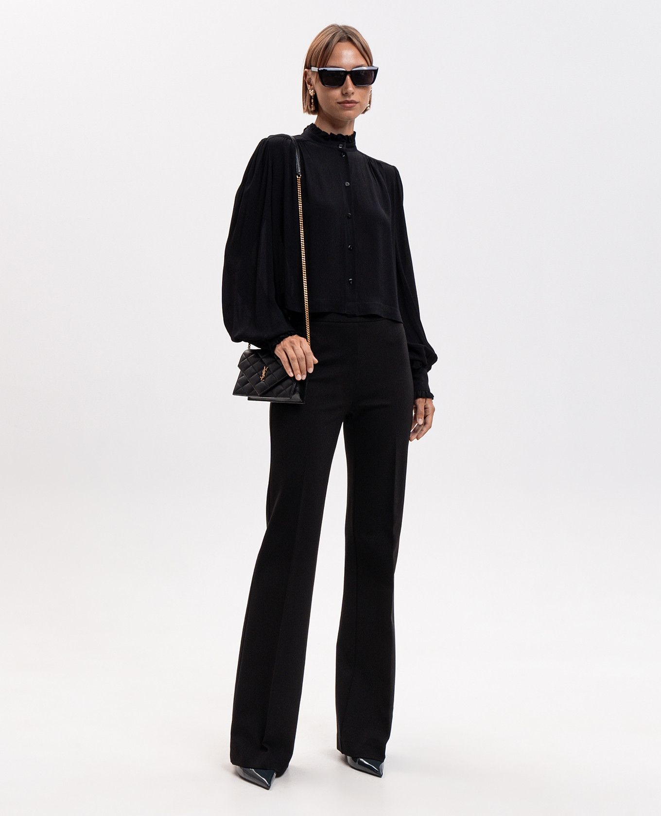 Black flared pants with textured logo Twinset 2