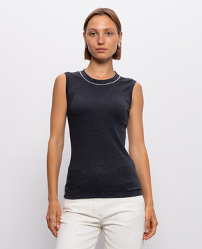 Peserico Dark gray T-shirt with monil chain A08700J005669