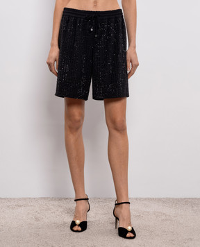 Venuja Black MALIBU beach shorts with crystals BX005A