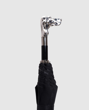Pasotti Silver Dog black folding umbrella OMITUO64SRASOOXFORD18