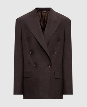 Marco Pescarolo Afrodite brown double-breasted wool and cashmere jacket AFRODITED5429