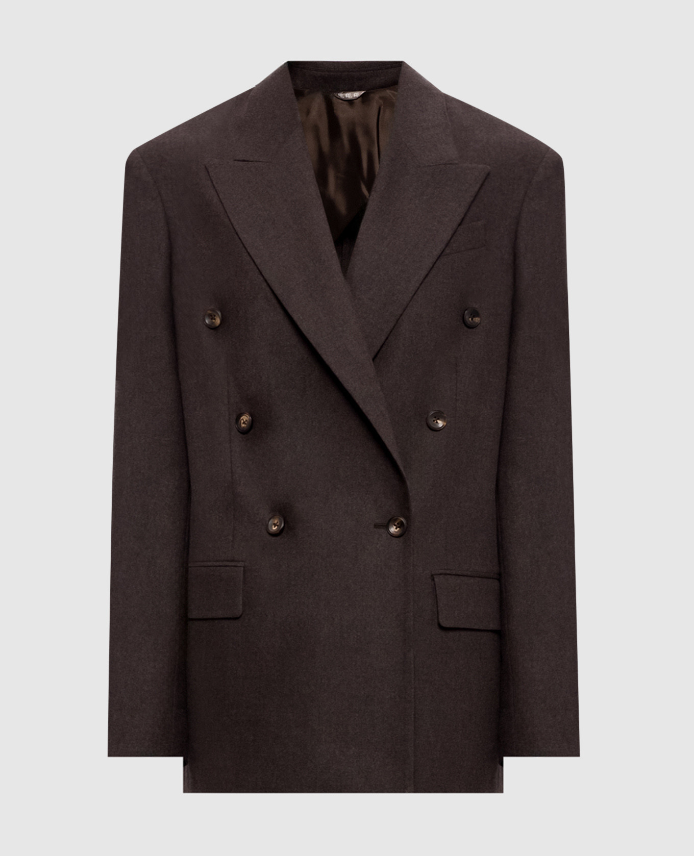 Afrodite brown double-breasted wool and cashmere jacket