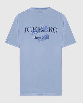 Iceberg Blue T-shirt with embroidered logo F0106325