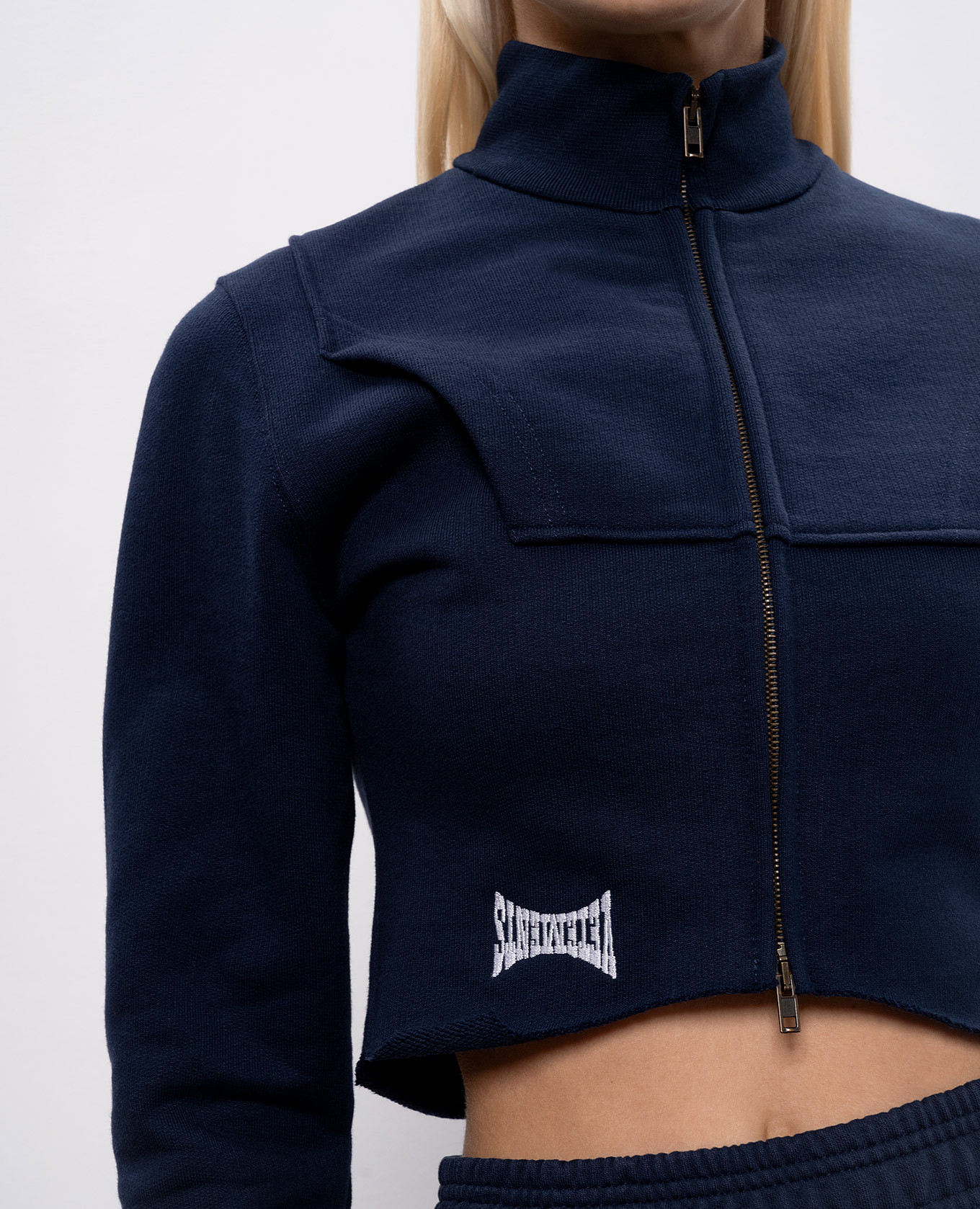 Blue cropped sports jacket with logo embroidery Vetements 5