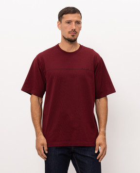 Dolce&Gabbana Burgundy T-shirt with logo embroidery G8PN9ZG7P9N