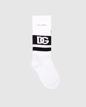 Dolce&Gabbana Children's white socks with DG logo monogram print LBKAC5JBCAC