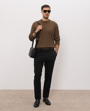 Tom Ford Black pants with logo patch SHL042FMC221