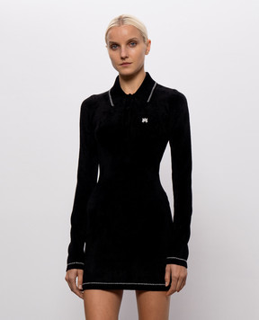 AMIRI Black mini dress with monogram embroidery AW426CA002
