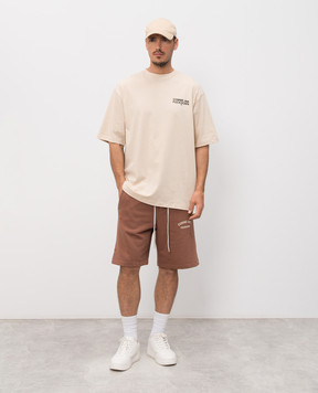 Comme des Fuckdown Beige T-shirt with branded print FMS6CFABM01938