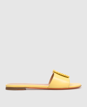 Santoni Yellow leather flip-flops WHPF72081HA1NWKE