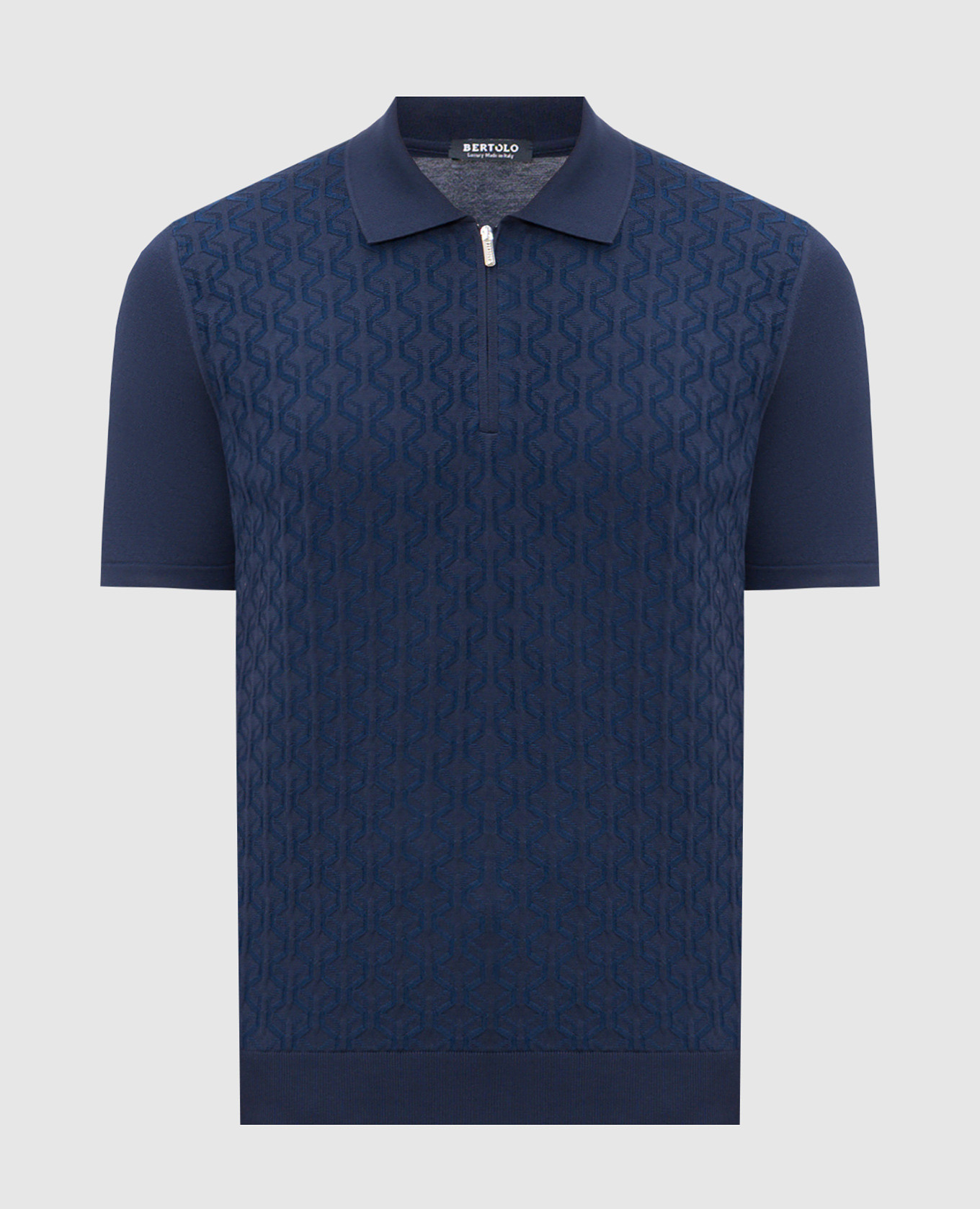 

Blue polo shirt with patterned silk Bertolo Cashmere