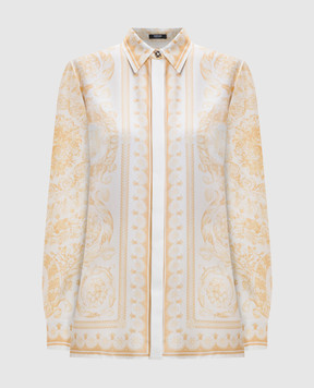 Versace White silk blouse with Barocco Jacquard print 10013601A15215