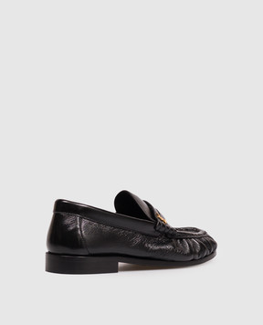 Saint Laurent Black LE glossy leather loafers with monogram logo 818908AA00K
