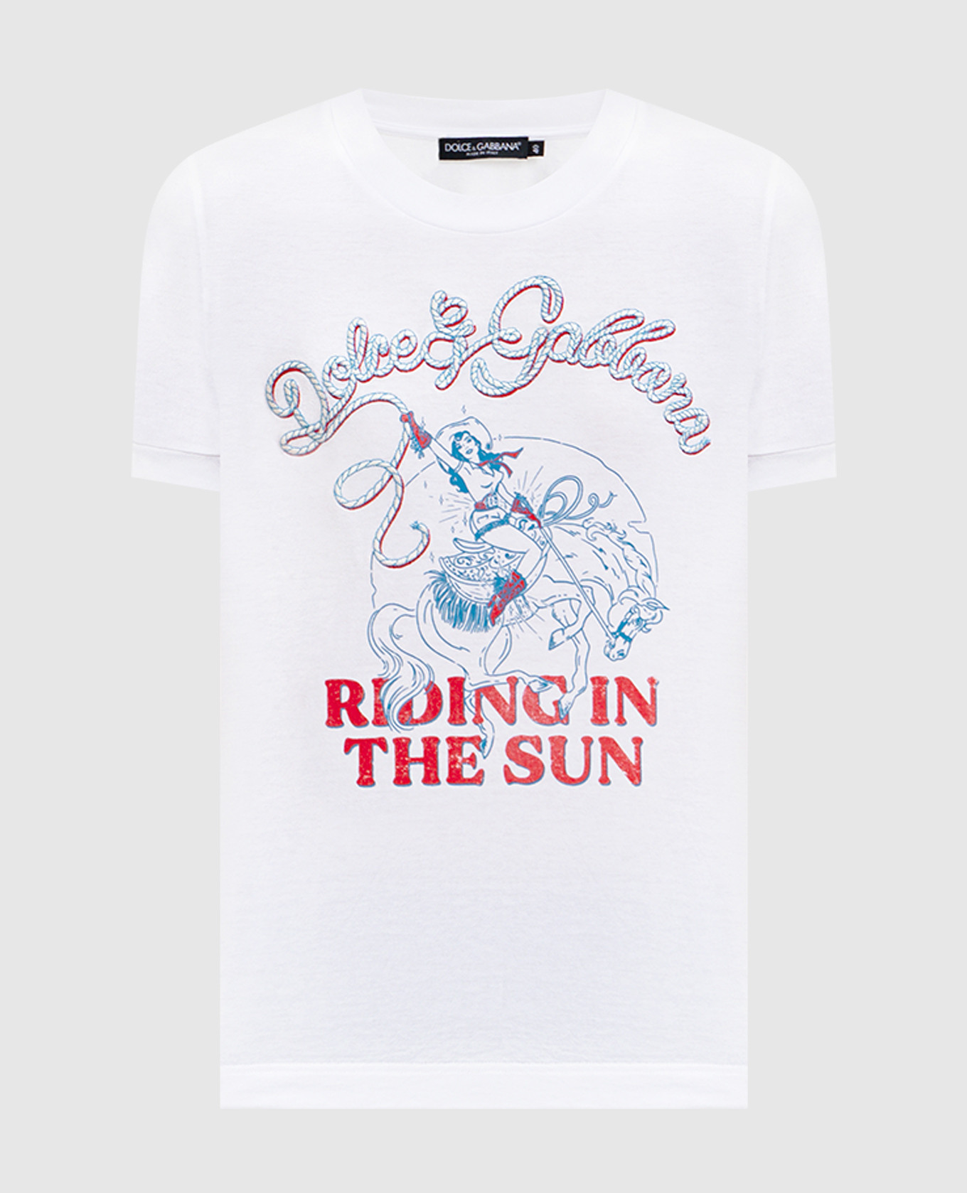 White T-shirt with print and embroidery Dolce&Gabbana