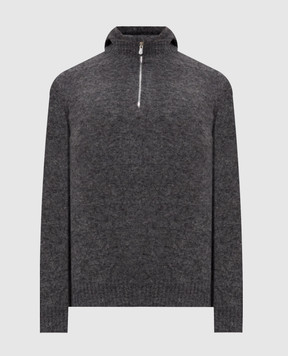 Brunello Cucinelli Grey alpaca and cashmere hooded sweater MTF709909