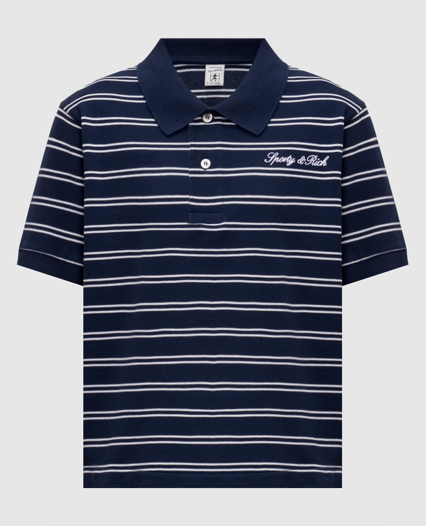 Blue striped polo shirt