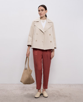 Peserico Red linen pants with monil chain A0407201926