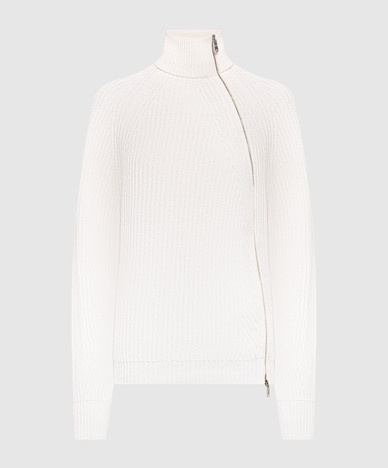 Ivory wool zip-up sweater