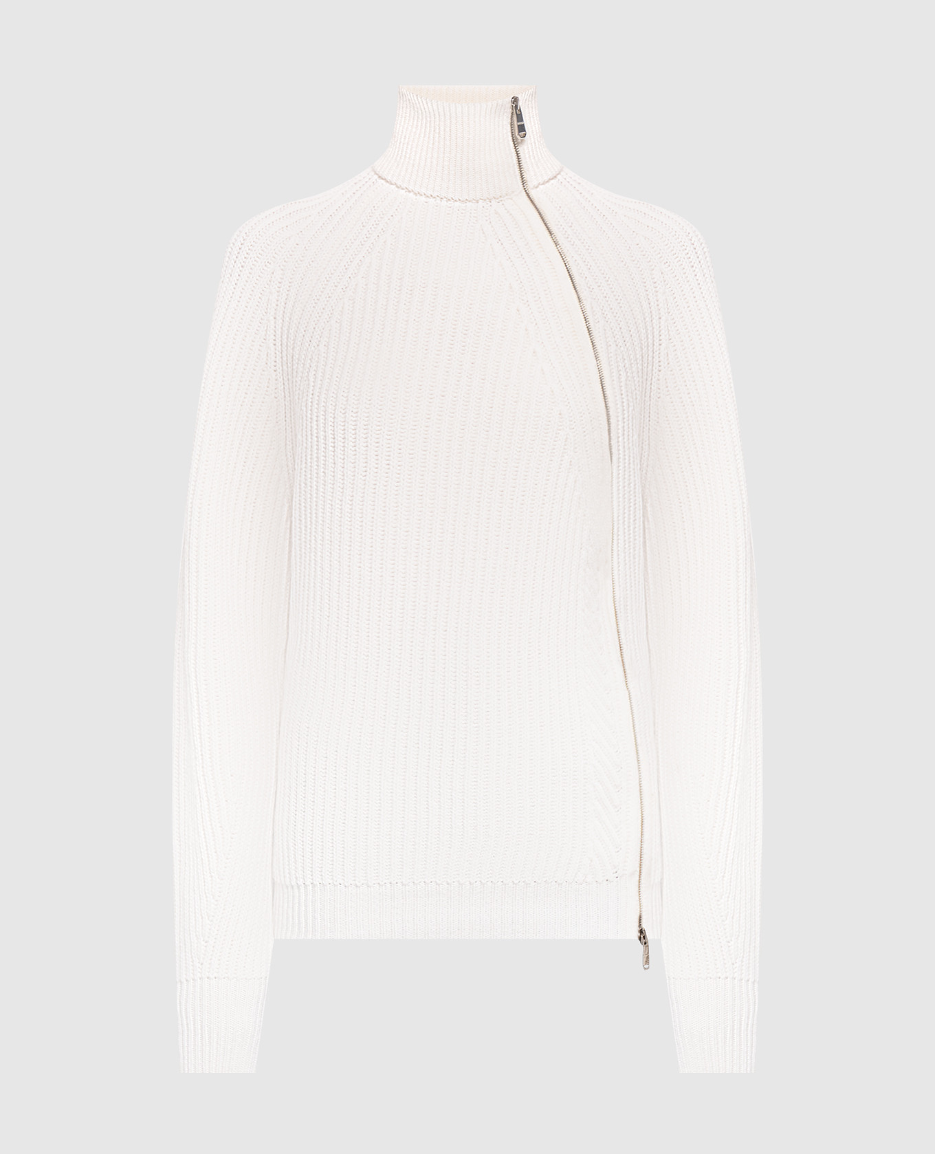 Ivory wool zip-up sweater