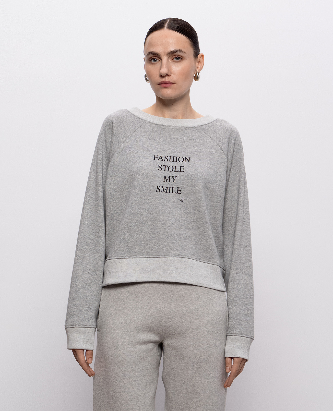 

Grey melange sweatshirt with print Victoria Beckham
