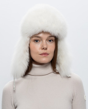 Yves Salomon SKI Ivory fox fur earflap hat 24WKA022XXU16G